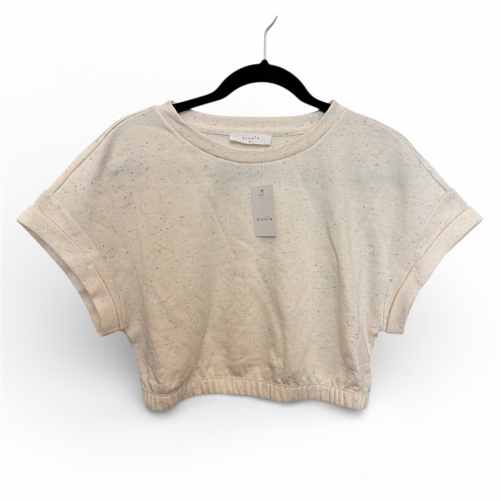 ELODIE Cream Speckled Crop Top size Large NWT